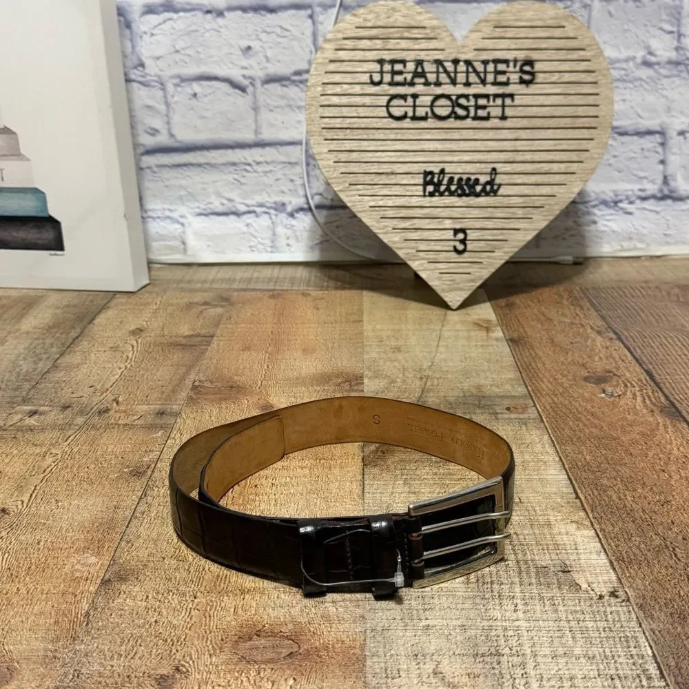 Harold Powell croc print brown leather belt size S